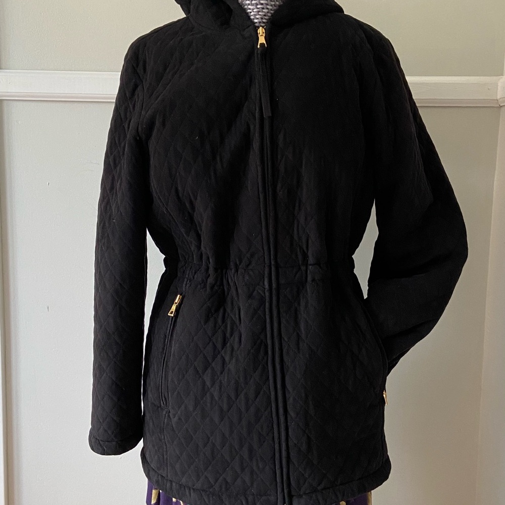 Liz Claiborne Black Quilted Hooded Puffer Jacket